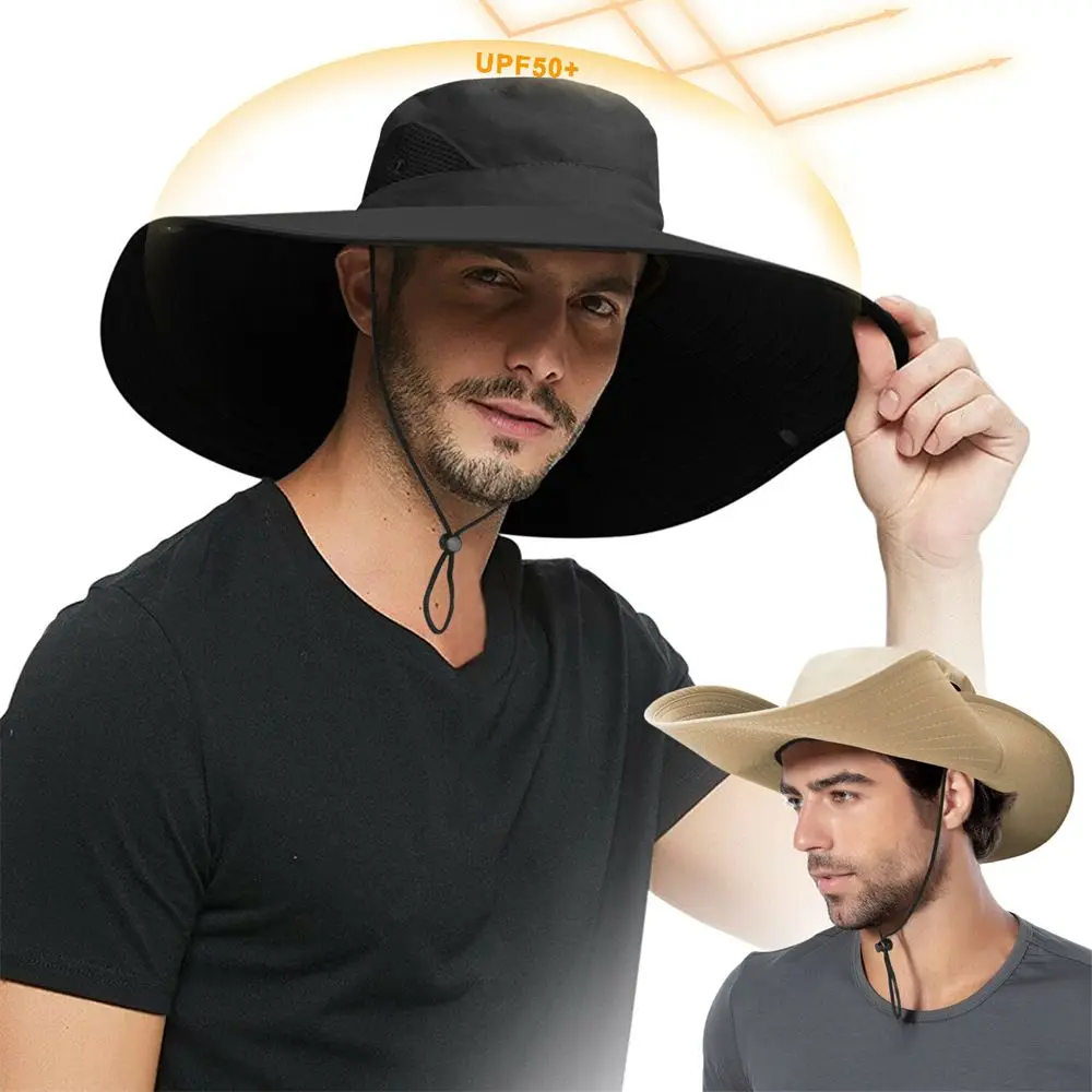 UV Sun Protection Men Women Summer Fishing Sun Fisherman Hat Boonie Bucket Cap Wide Visor Brim Hat