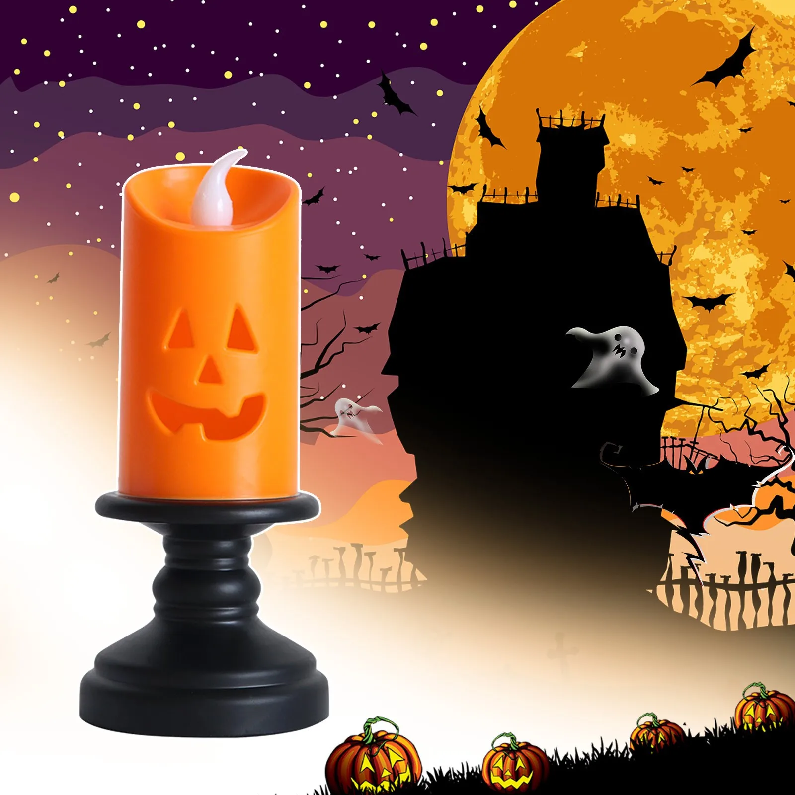 6pcs Halloween Portable Kerosene Lamp Led Colorful Night Light Halloween Decoration for Home Garden Patio Lawn Corridor