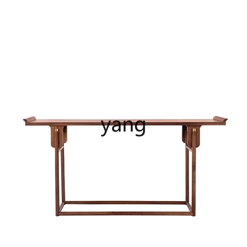 Yjq Xuanguantai solid wood warped head middle hall strip case black walnut altar offering table