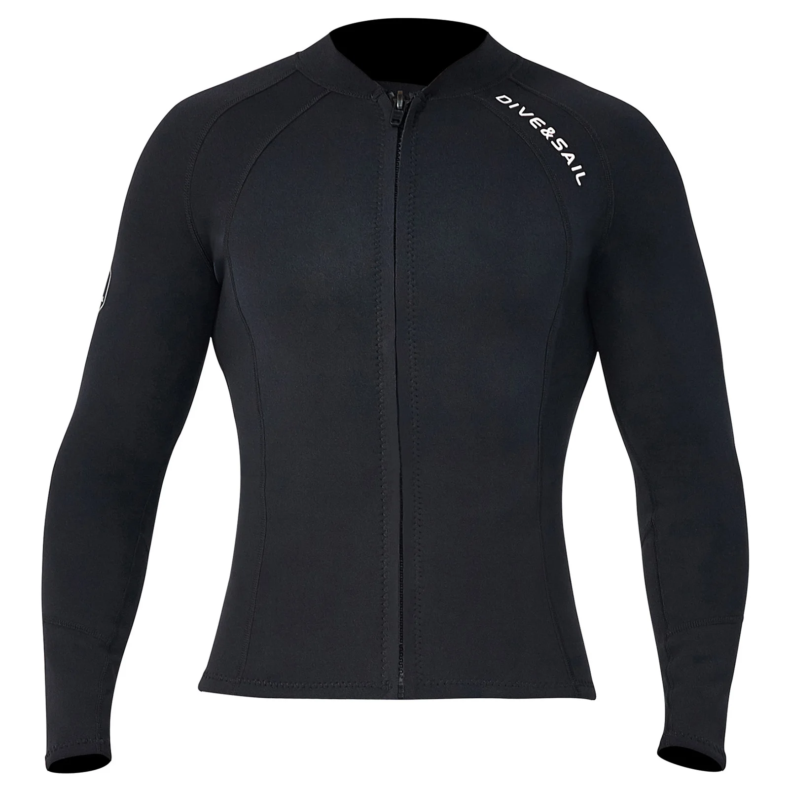 

Mens 2mm Neoprene Wetsuit Tops Swimwear Long Sleeve Front Zipper Solid Color Top Snorkeling Surfing Diving Swimsuit
