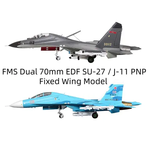 FMS Dual 70mm EDF SU-27 / J-11 PNP Fixed Wing Model Assembly Foam Outdoor Remote Control Adult Toy