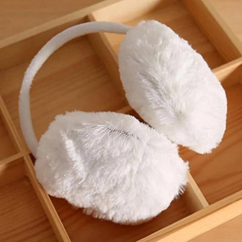 Winter Warm Ear Muffs Girl Fluffy Fold Children Headphone Earmuffs Soft Cashmere Solid Cute Warmer Fake Fur Earlap