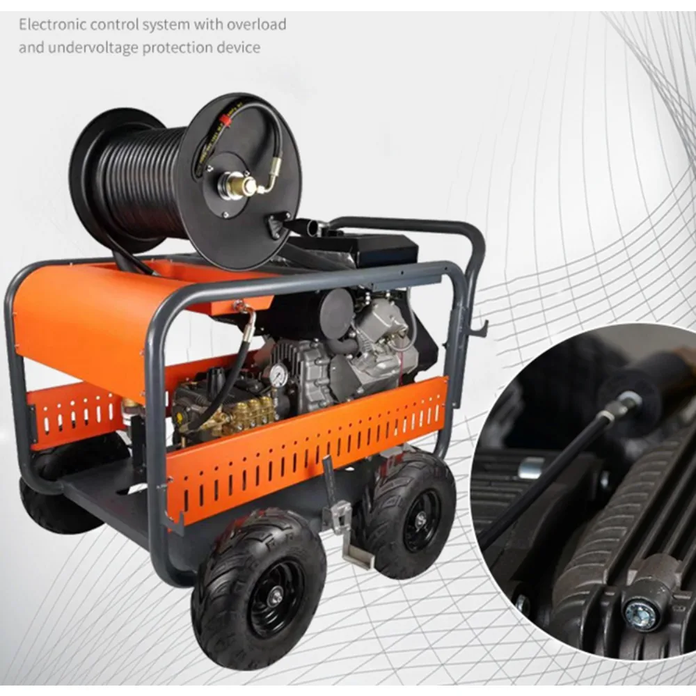 High pressure sewage pipeline cleaning machine Property community municipal gasoline high-power diesel sewage dredging machine