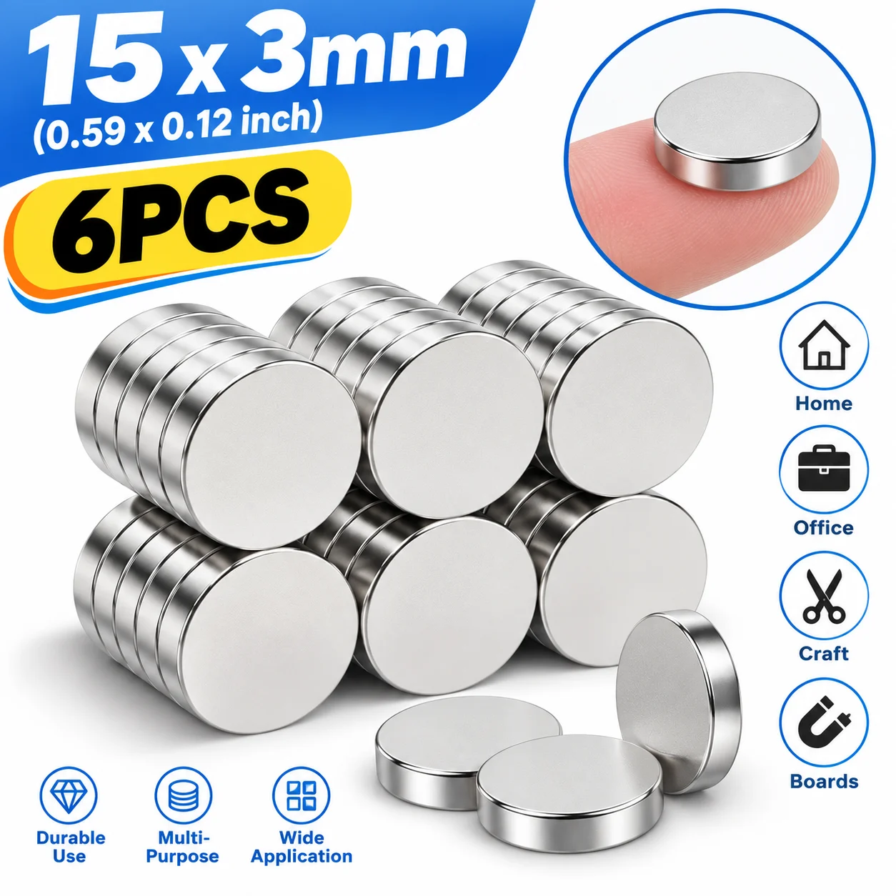 15x3mm circular strong magnet suitable for photo walls bathroom accessories homes, cabinet doors, Christmas DIY, graffiti crafts