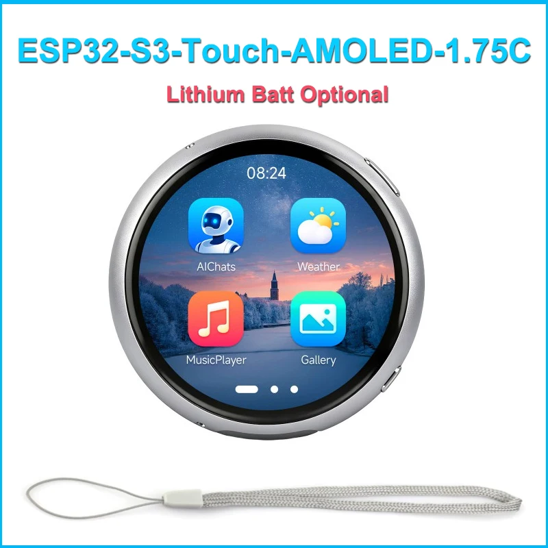 Waveshare ESP32-S3 1.75inch AMOLED Round Touch Display Development Board 466x466 Portable Mini Display for ESP-IDF Arduino-IDE