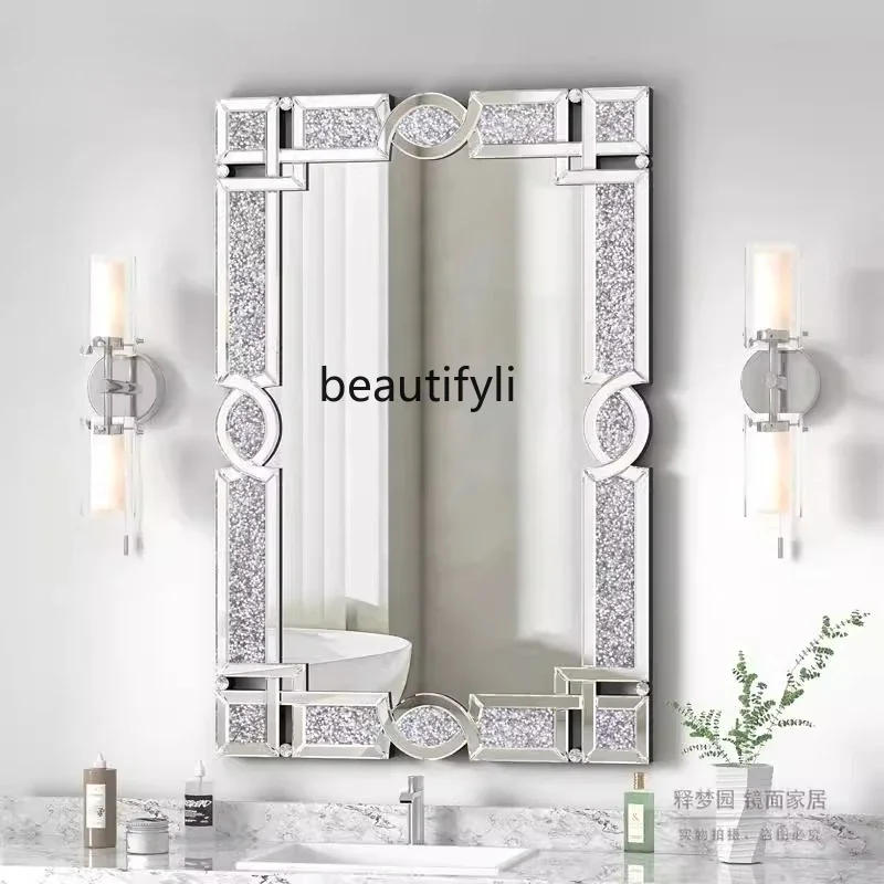 

A57 European bathroom mirror wall hanging toilet toilet mirror light luxury entrance decorative mirror