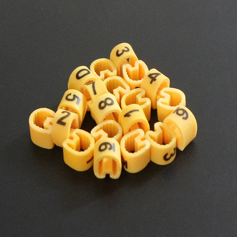 Freeshipping 100/500PCS Yellow Cable Markers ABCDEFGHIJ EC-0/1/2/3 0.5 0.75 1 1.5 2.5 4 6 8 10 12 16MM2 For Wire Diameter Tubing