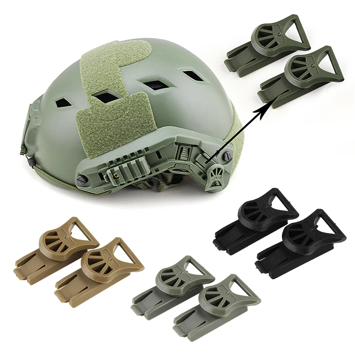 Tactical NVG Rotating Clamp Helmet Rail Adapters Hunting Nylon Fast Goggles Rail Swivel Clips Set Adapter Helmet Accessories