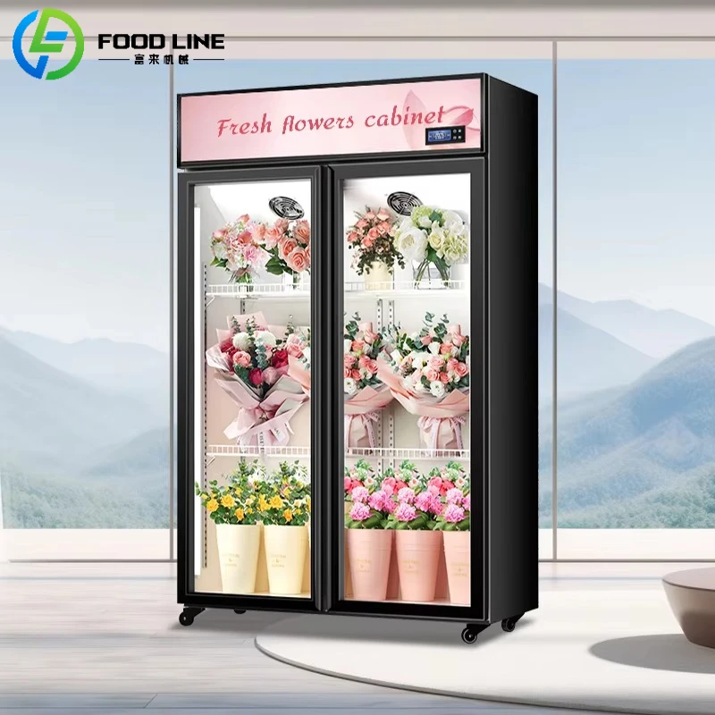 

FL Customized Frost-Free 2/3-Door Transparent Flower Preserver/Display Fridge for Florist Shop - Drain-Free Commercial Cabinet