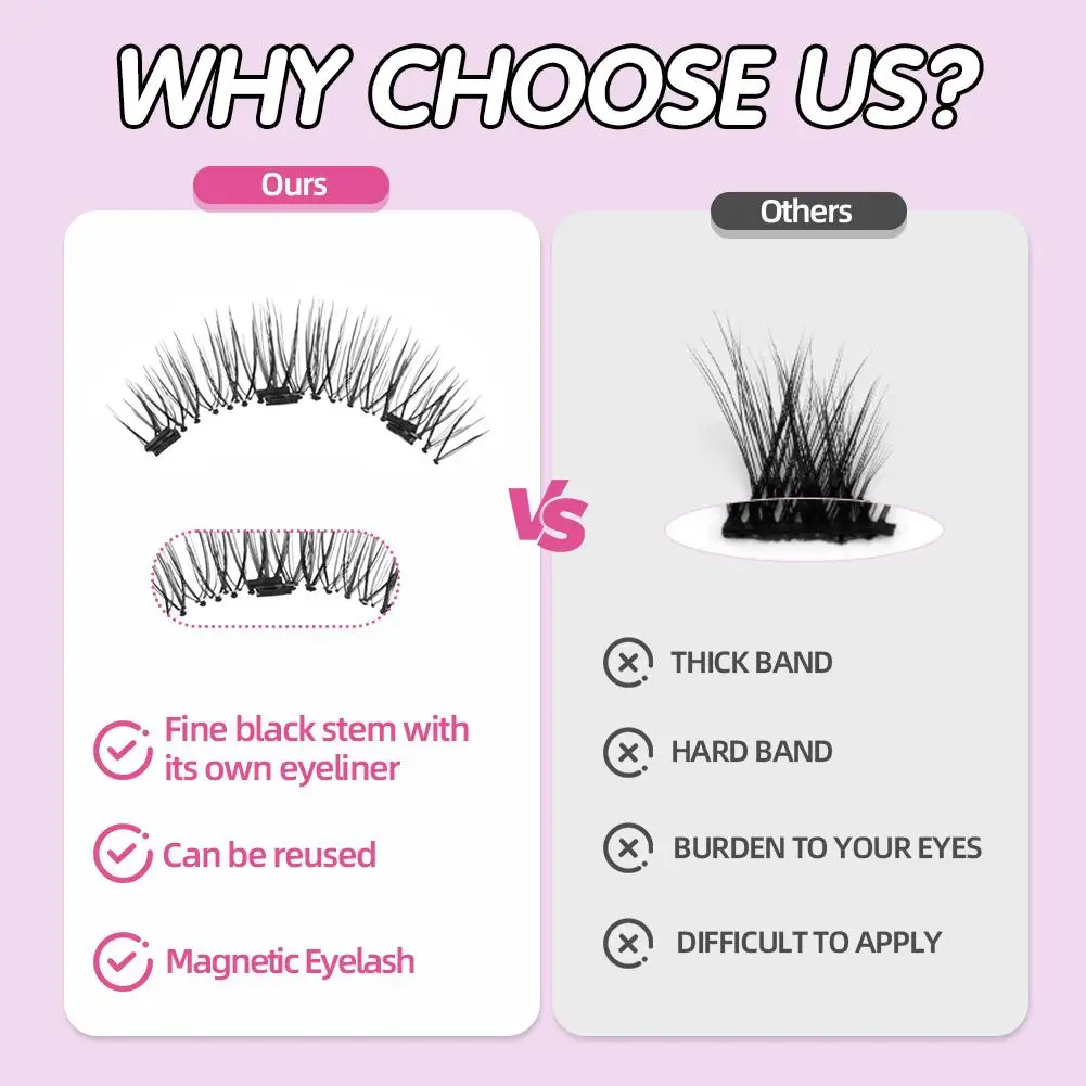 Magnetische Wimpern, kleberfrei, natürlich, langlebig, flauschig, wiederverwendbar, magnetisches Wimpern-Set, tragbare Make-up-Werkzeuge