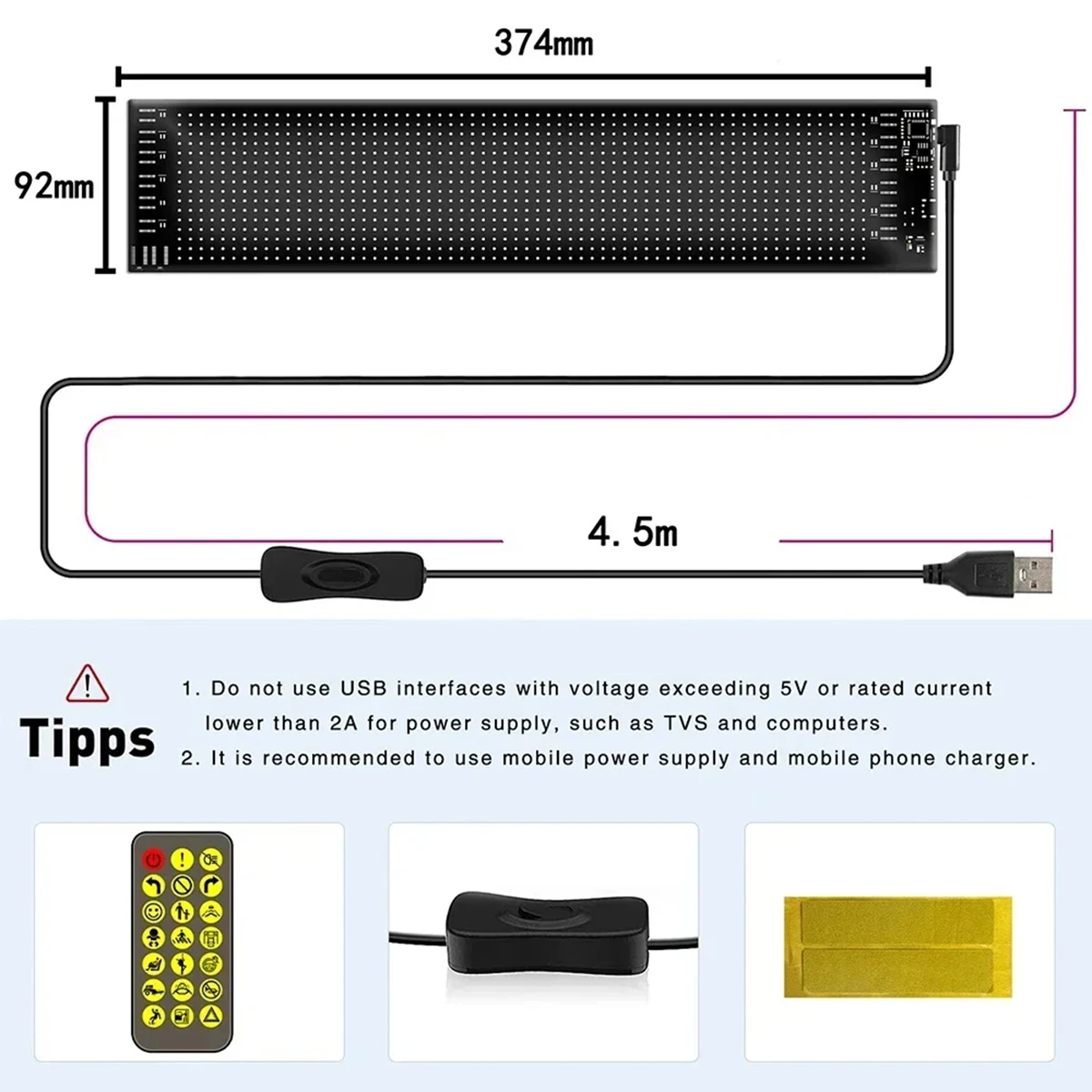 App Control Led Matrix Panel Programmable Panels Light Flexible Pixel Smart Bluetooth Diy Car Indoor Display Usb Operated Banner