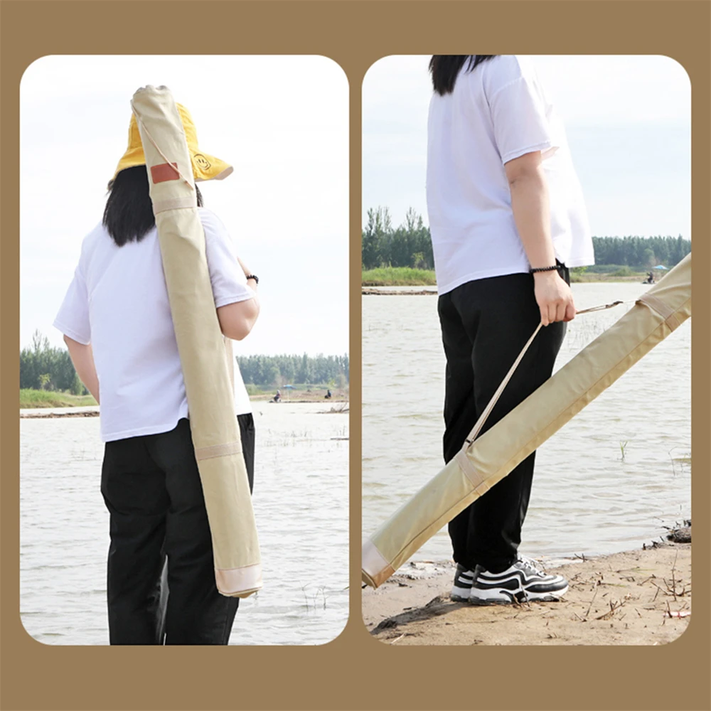 120/130/140cm Folding Portable Fishing Rod Bag Large-Capacity Fishing Umbrella Bag Thickening Canvas Rod Bag Fishing Tackle