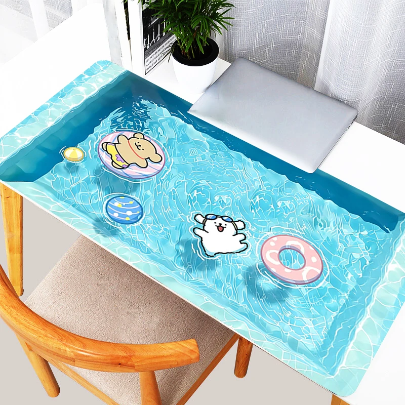 kawaii Mouse Pad Large E-sports Gamer Mat Cute Line Puppy Cartoon Desk Mat Rubber Computer Mausepad 90x40cm Gaming Keyboard Pad
