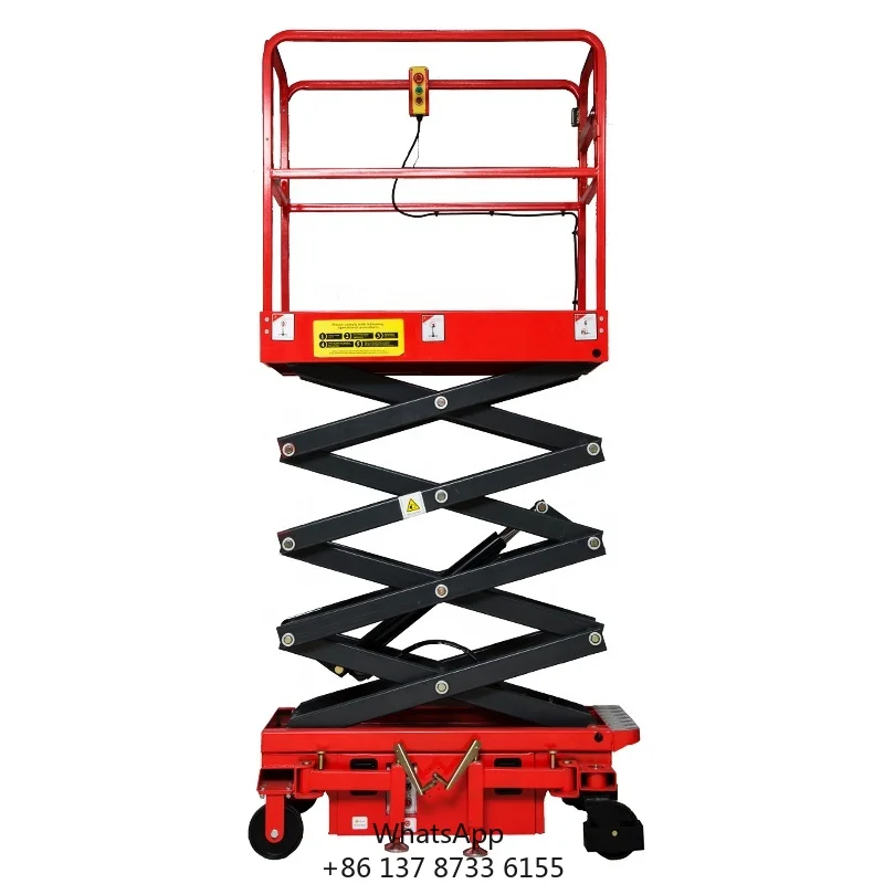3-6M 300Kg Electric Hydraulic Battery Charger Automatic Stair Scissor Ladder Lift Rental With Drive Motor