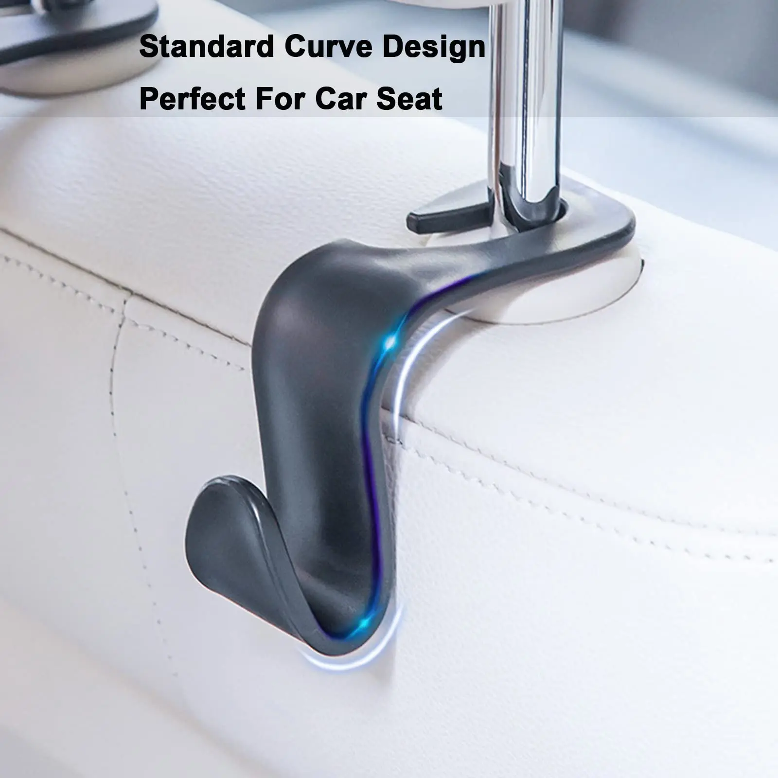 2/4 قطعة خطاف مسند الرأس لمقعد السيارة، خطافات حقيبة ظهر السيارة، ملحقات حامل مُنظِم للتخزين بخطاف مقعد السيارة العالمي