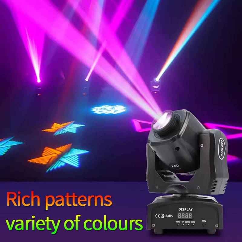 

LED Moving Head Light Mini Spot Gobos Stage Light Remote Control DMX512 Patterns Beam Effect Light 60W For DJ Wedding