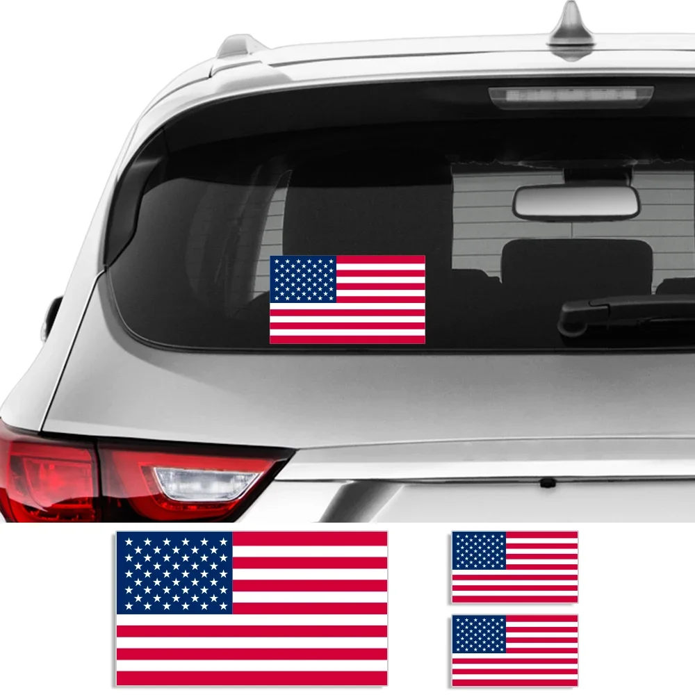 USA Flag Car Stickers American Country Flag Decals Square National Flag Series Waterproof Personalization Car Decor Accessories