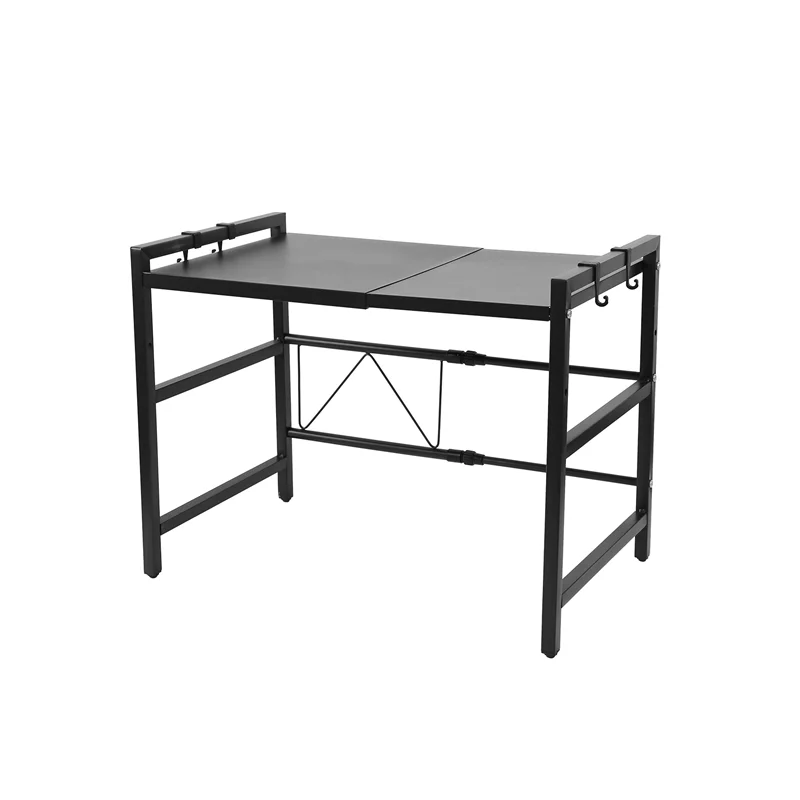 

A56X Expandable Microwave Oven Rack, 2-Tier Adjustable Kitchen Countertop Shelf, Toaster Rack Heavy Duty Stand Organizer