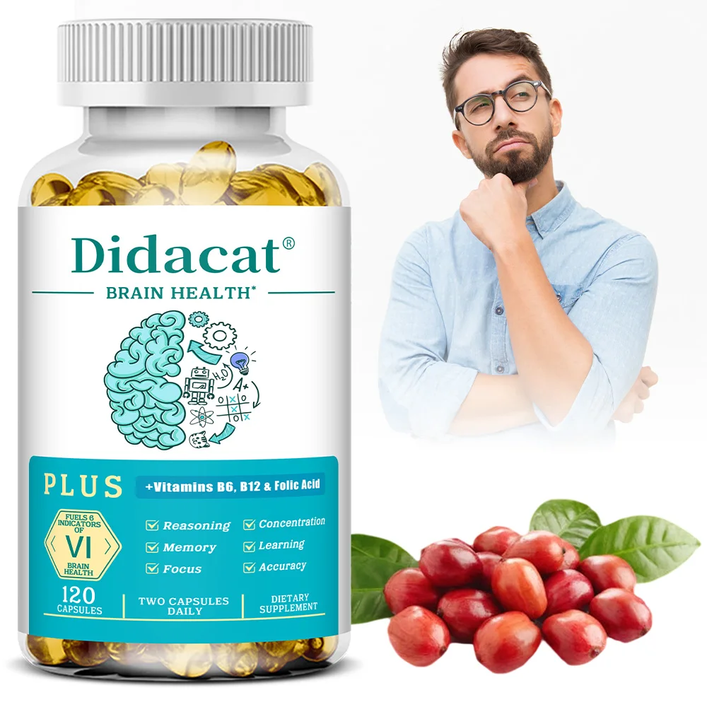 Phosphatidylserine Capsules with Vitamin B6 & B12, Nootropic Brain Support Supplement for Memory, Focus, Mental Clarity & Energy
