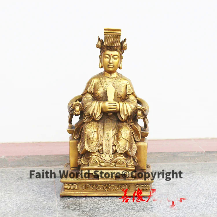 40CM huge HOME House efficacious Talisman Protection Meizhou Mazu Goddess Matsu Goddess of the Sea FENG SHUI brass art statue