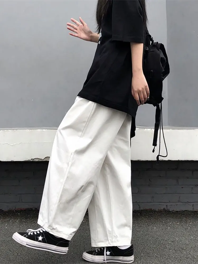 Spring Summer White Cotton Baggy Pants Men Y2k Straight Casual Trousers Loose Wide leg Cargo Pants Male Korean Fashion