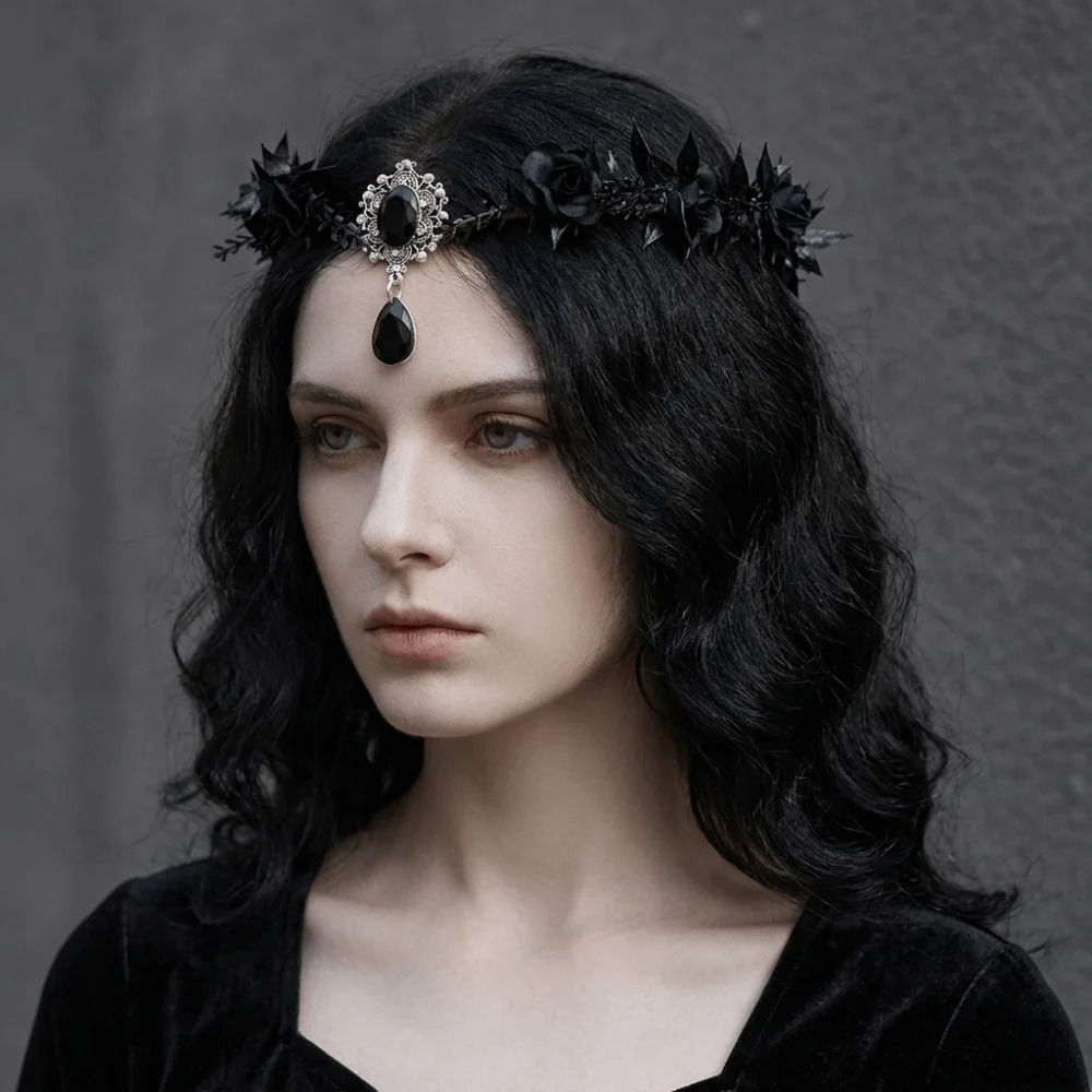 Flower Vine Elven Crown Fantasy Rhinestone Decorated Elf Tiara Artificial Floral Wreath Diadem Fairy Headpiece