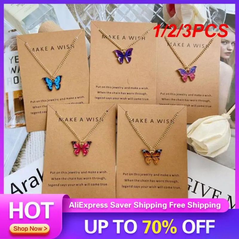 1/2/3PCS Butterfly Pendant Mother Daughter Thin Chain Choke Wedding Party Jewelry Double Layer Pendant Necklaces