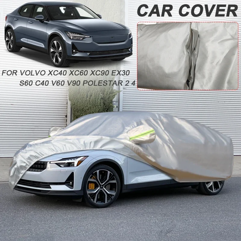 Single Layer Car Cover For VOLVO C40 EX30 EX90 S60 S90 V60 V90 XC40 XC60 XC90 POLESTAR 2 3 4 Waterproof Anti-Dust Accessories