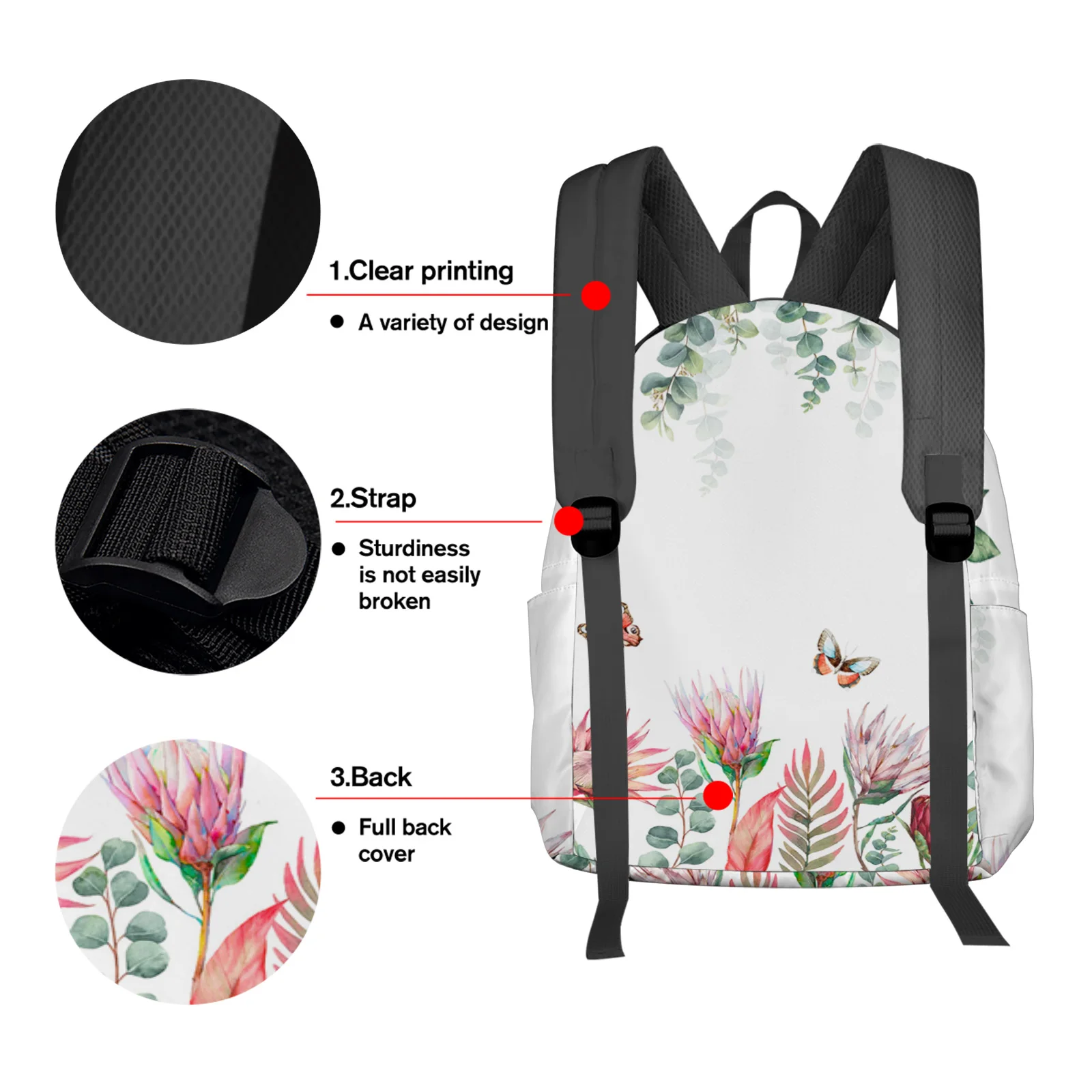 INS Garden Style Tropical Plants Flowers Student School Bags Laptop Custom Backpack For Men Women Female Travel Mochila