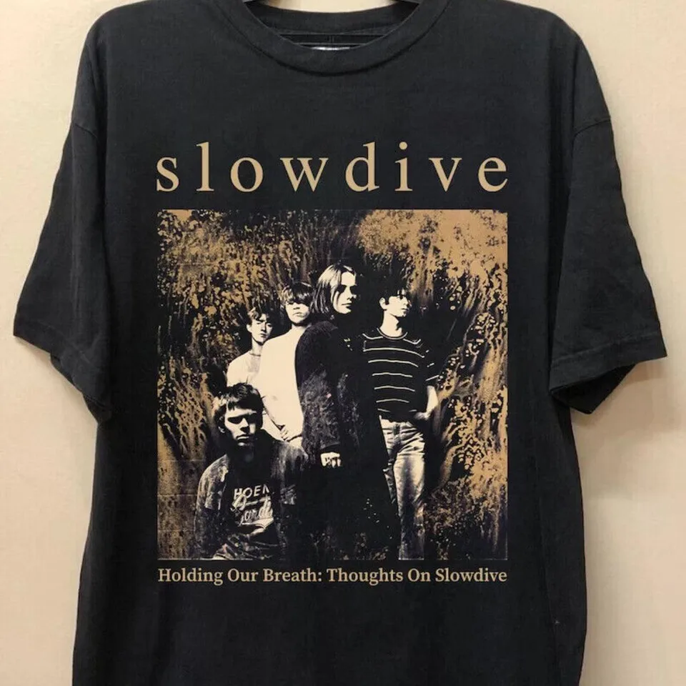 Slowdive Band Music Lyrics تي شيرت أسود قطن للجنسين S-5XL