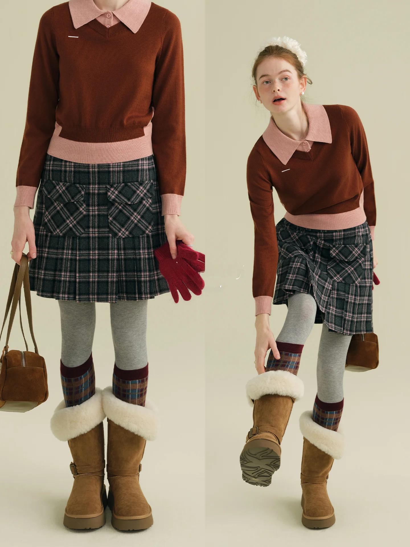 

Юбка Rina Berry8 Warm Breath в клетку, повседневная, со средней талией, из полиэстера, А-силуэт, женская, с боковой молнией, для отдыха, зима 2025