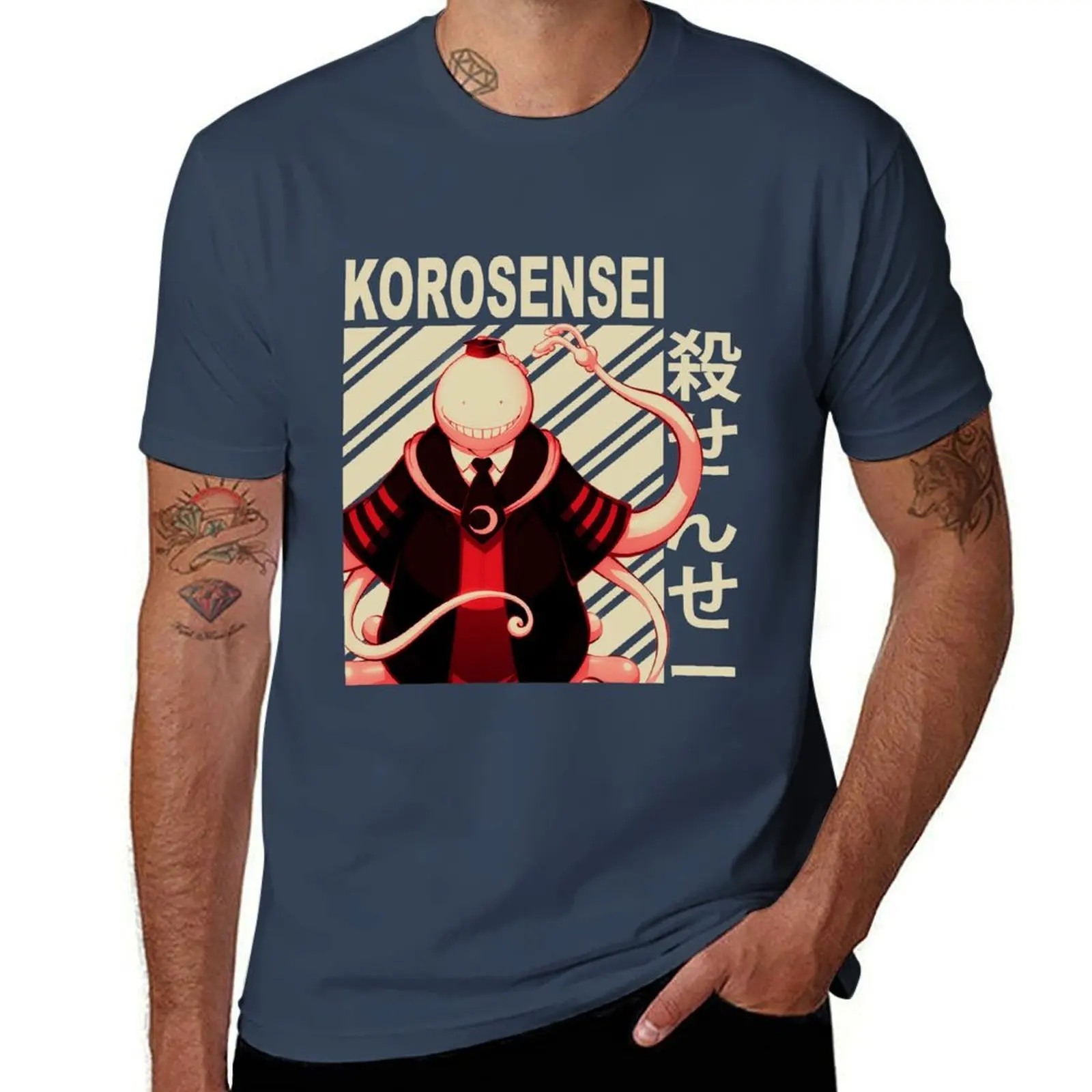 Koro Sensei-Camiseta de arte Vintage para hombre, camisetas 100% de algodón de marca de lujo para hombre, camiseta gráfica