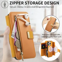 Luxury Case For iPhone 17 17E 16E 16 15 14 13 12 11 Pro Max Xs Xr 7 8 Plus SE 2022 2In1 Detachable Leather Zipper Wallet Cover