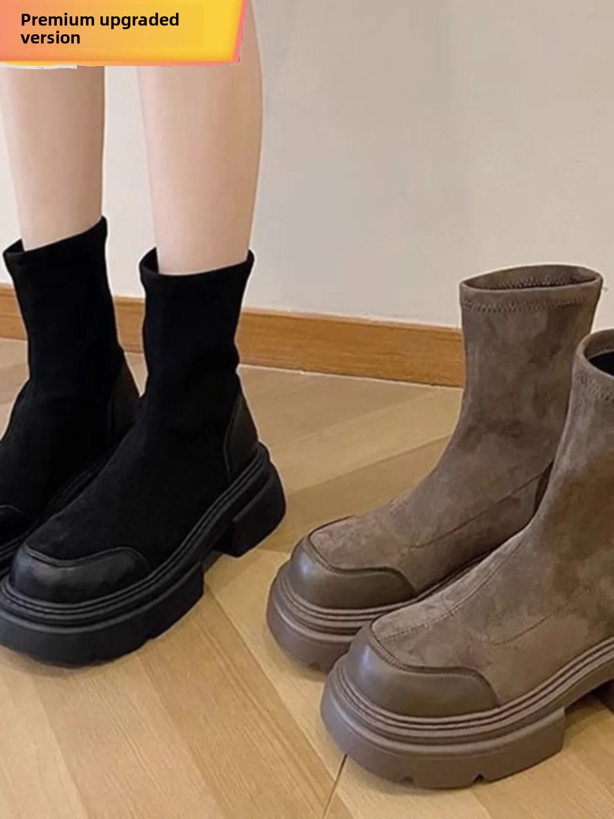 

Retro Briti Sle Boots Thi Bot Chunky Heel Elastic Slim Fit Boots Versatile Warm Autumn New Arrival Women's oes