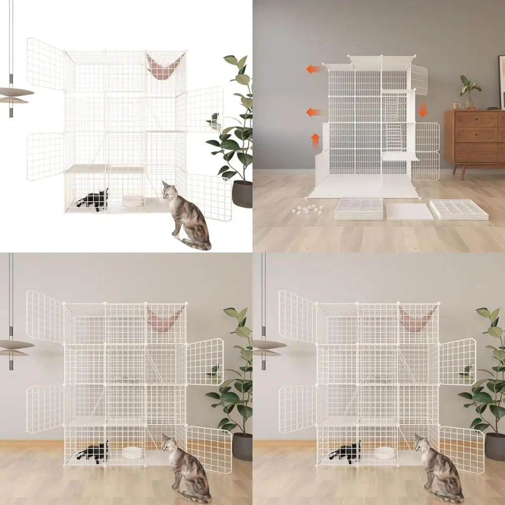 

Крытый кошачий корпус со съемной проволочной питомкой, большой манеж для 1-3 кошек, идеальная зона упражнений