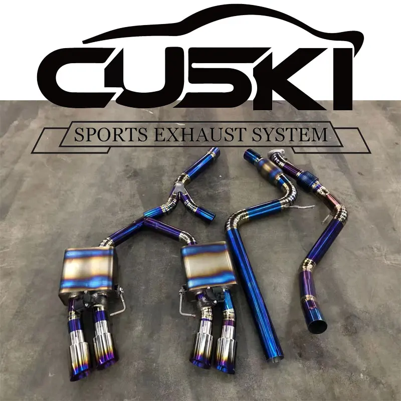 CUSKI Titanium Car Exhaust for Audi A4 b9 2.0t 2020 Surface Polished Exhaust Valve Control Exhaust System Increase Exhaust Power