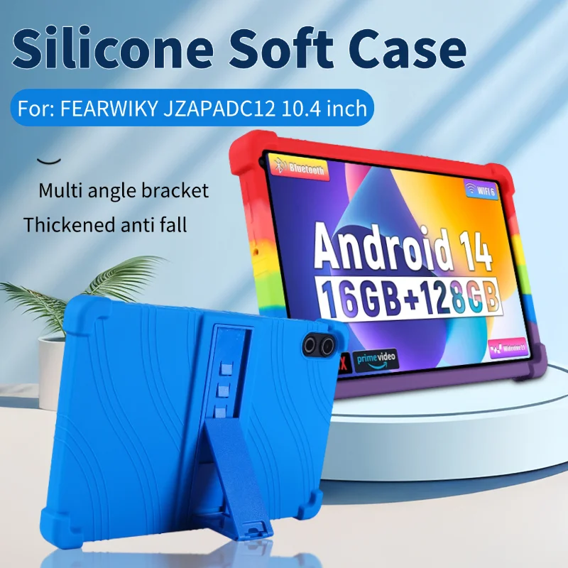 

Чехол для планшета FEARWIKY JZAPADC12 10,4 дюйма, приятный для детей, мягкий силиконовый регулируемый чехол-подставка для планшета