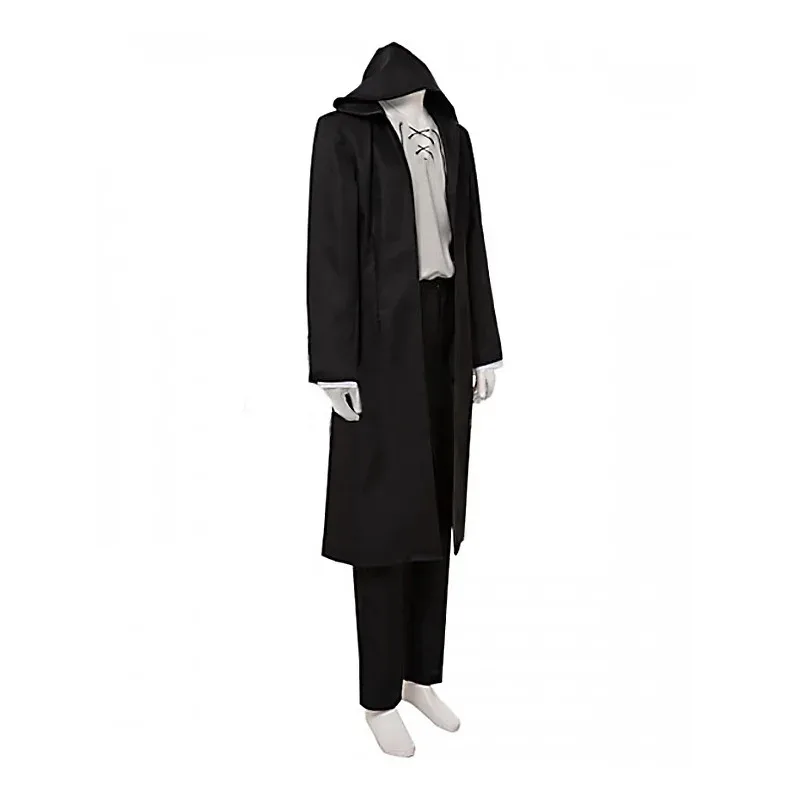 예거 애니메이션 타이탄 의상 가발 코스프레 에렌 예거 블랙 후드 트렌치 티셔츠 바지 할로윈 의상 sk;m1