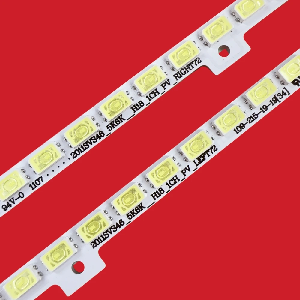 2 uds tira de LED 72leds para 46 ''2011SVS46-FHD-5K6K derecha + izquierda JVG4-460SMB-R1 BN64-01644A UE46D5000 UE46D6000 UN46D6000