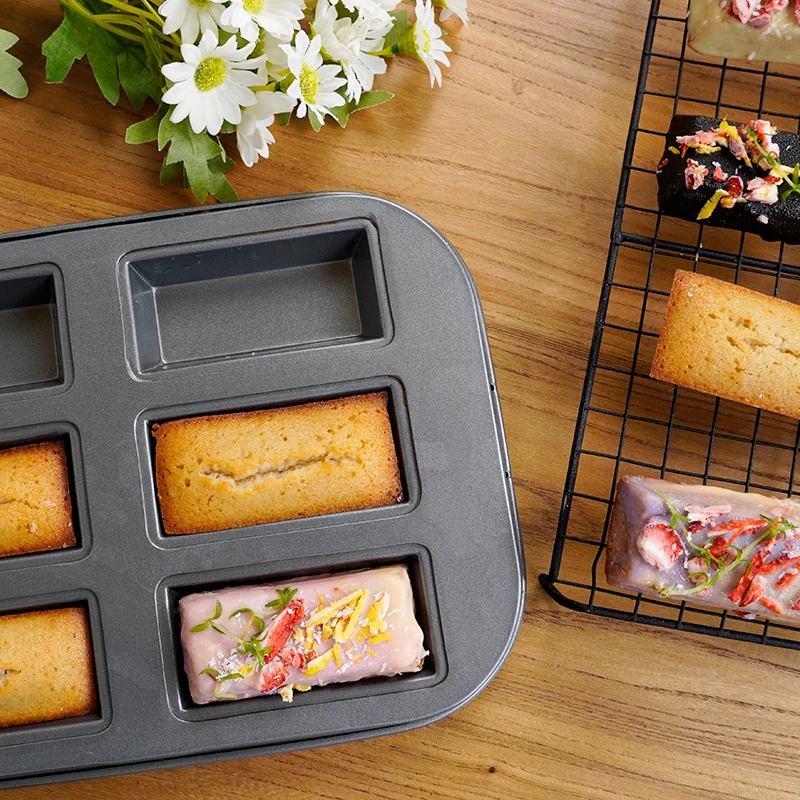 

6-полая форма для выпечки финансового торта из углеродистой стали Madeleine с антипригарным покрытием, мини-3D цилиндрическая форма для торта, прочные принадлежности для выпечки