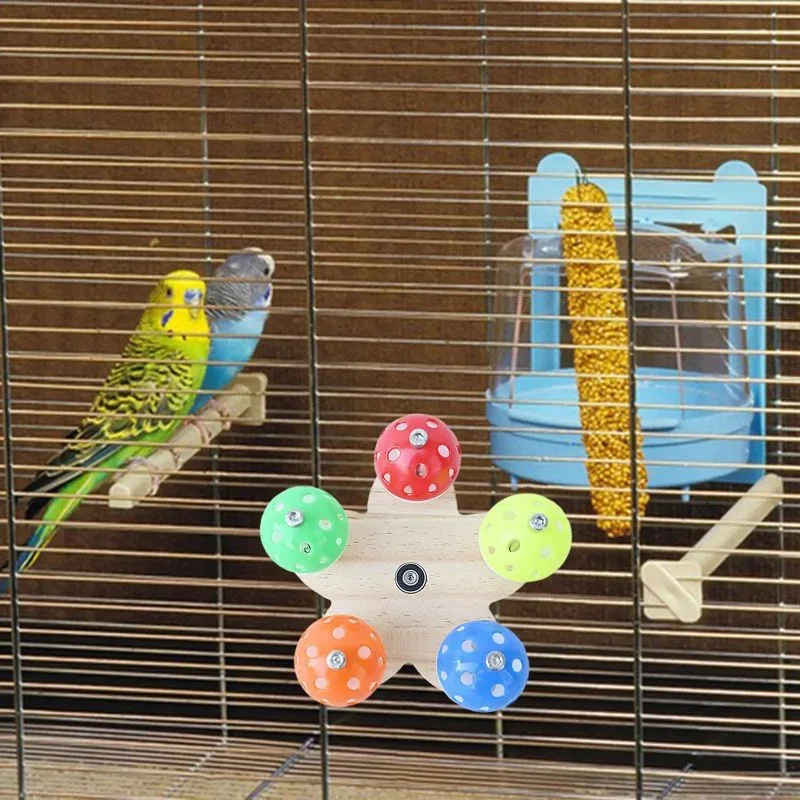 Parrot Chew Toys Cage Biters With Spinning Balls Spinning Wind Chimes With Bearings Puzzle Parrot Interactive Rattles