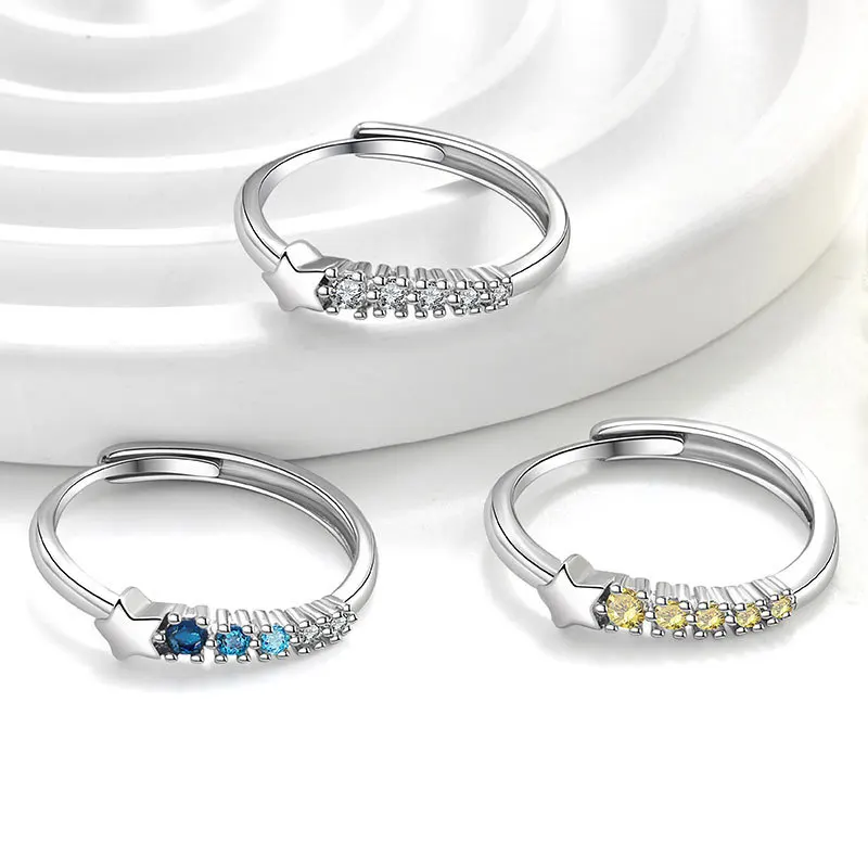 

Кольца со звездами из стерлингового серебра 925 пробы с цирконием для женщин, креативные индивидуальные вечерние украшения, элегантные подарки