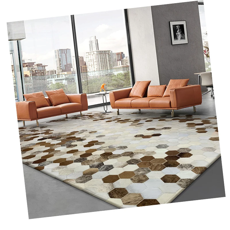 Luxury High-end Real Cowhide Living Room Carpet Modern Simple Customize Office Large Rug Cloakroom Study Room Carpets