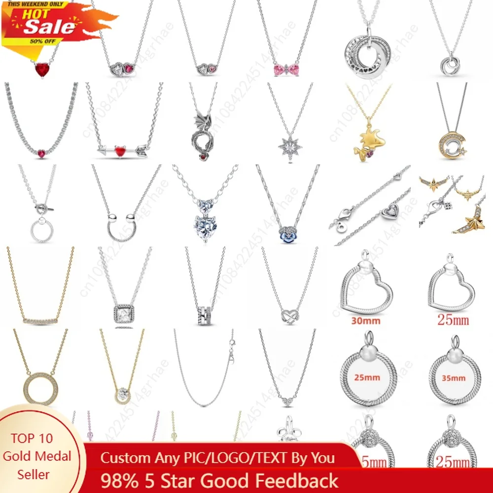 2026 الأوروبية الجديدة 925 الفضة ، القوس الوردي ، القلب الأحمر ، قلادة الزهور ، مناسبة لمهرجان المرأة هدايا مجوهرات رائعة #1