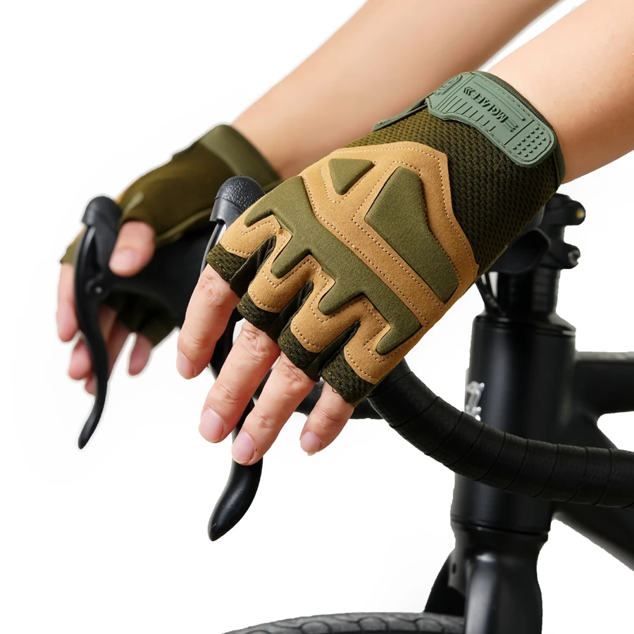 Tactical Half Finger Cycling Gloves for Men - Non-Slip Wear-Resistant Breathable MTB Bicycle Gloves for Outdoor Sports, Hiking,