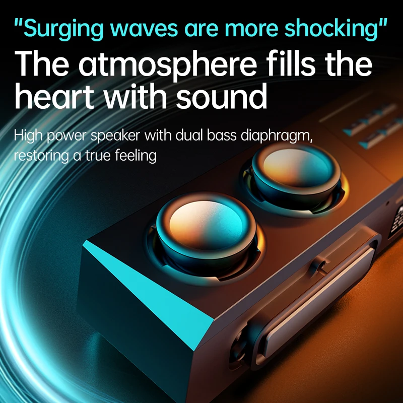 Imagem -05 - Hifi Qualidade Rgb Bluetooth Speaker Home Theater Sistema de Som Display do Relógio Music Center Alto-falantes para pc Subwoofer