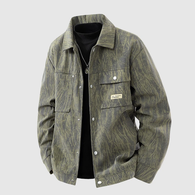

Corduroy Jaet Men's Loose Fit Vintage Collar Workwear Outerwear Trendy Versatile Youthful Sle Autumn Winter Faionable Coat