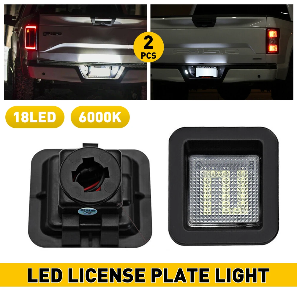 

2Pcs LED Rear Bumper License Plate Lights 6000K White For Ford F-150 XL XLT SSV Police Responder Lariat 2015-2021 Super Bright