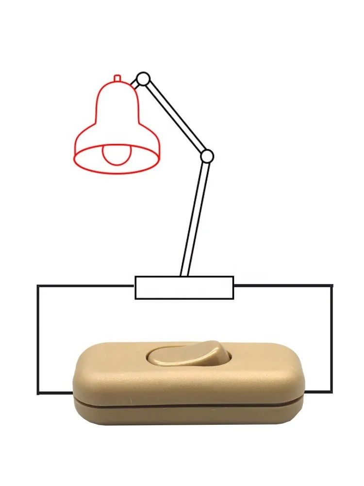 XX-302 Light Switch AC 250V 6A In line Switch GOLD Table Desk Lamp Cord Cable Toggle Rocker Switches Control For LED Lighting