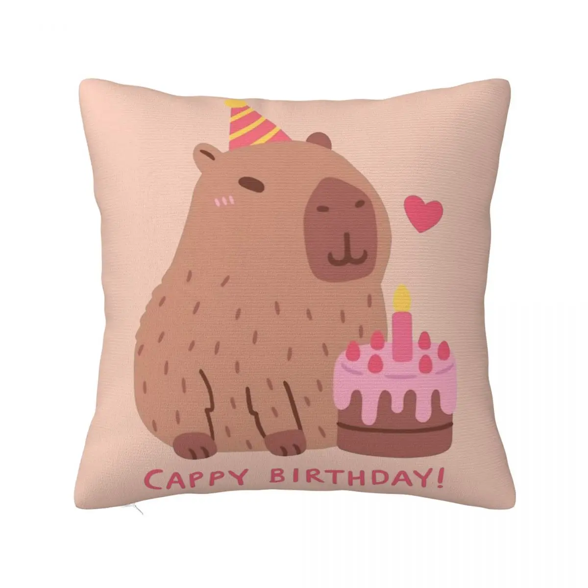 Cute Capybara Cake Pillowcases Merch Printed Polyester Cushion Cover Decor Cappy Birthday Throw Pillow Case Cover Chair Square